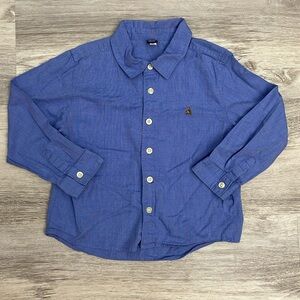 Baby Gap Blue 100% Cotton Long Sleeve Button Down Collared Shirt Size Boy's 5